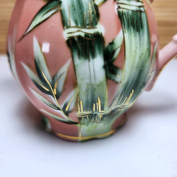 Shafford Pitcher Creamer Hand Painted Japan Pink with Green Leaves Gold Lustre - Picture 4 of 9